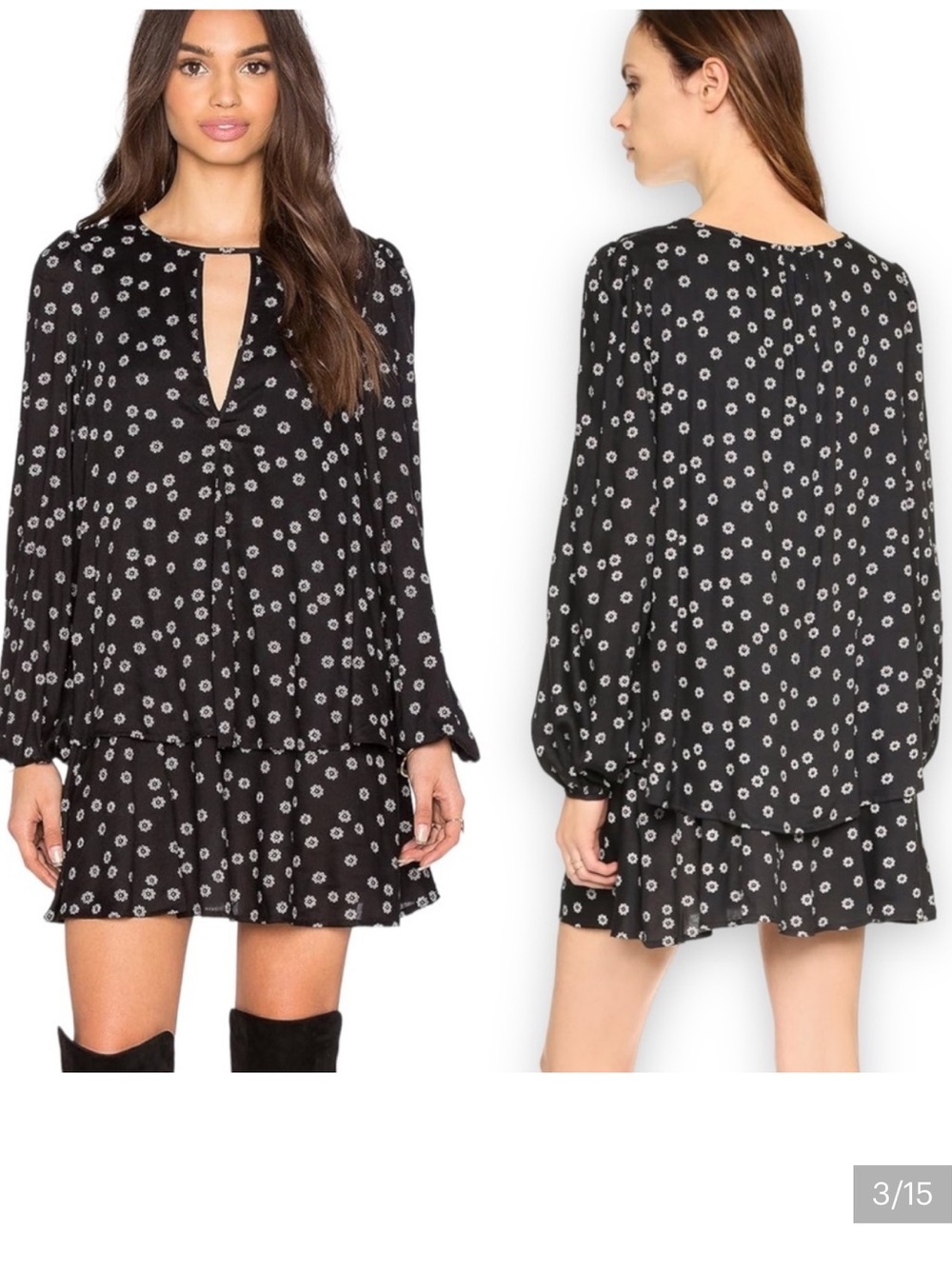Free People Beck Tiered  Tunic Mini  Dress size small